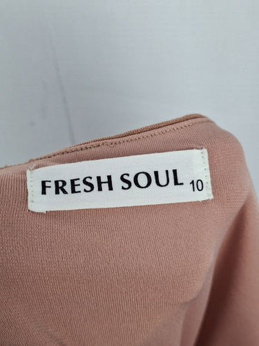 Second-Hand - Fresh Soul Flesh Ruched Flattering Mini Dress Size 10 - SwapUp