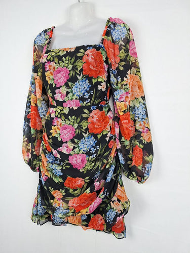 Second-Hand - Fresh Soul Romantic Dark Floral Mini Dress Size 8 - SwapUp