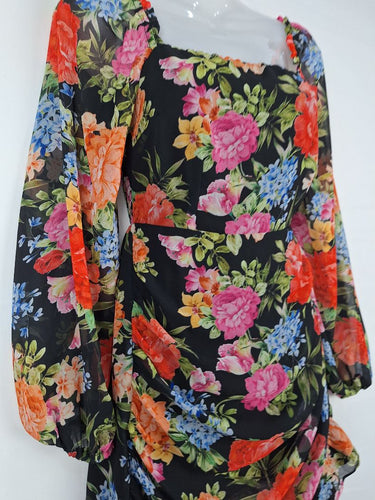 Second-Hand - Fresh Soul Romantic Dark Floral Mini Dress Size 8 - SwapUp