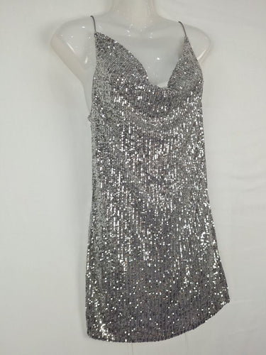 Second-Hand - Sass & Bide 'You Were Saying' Silver Mini Dress Size XS - SwapUp