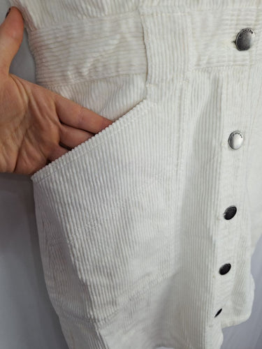 Second-Hand - All About Eve Milk Corduroy Button Up Mini Dress Size 8 - SwapUp