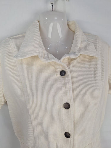 Second-Hand - All About Eve Milk Corduroy Button Up Mini Dress Size 8 - SwapUp