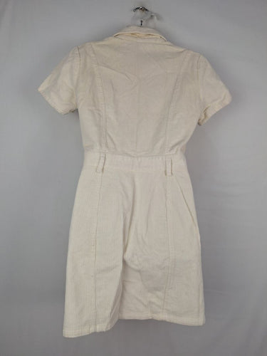 Second-Hand - All About Eve Milk Corduroy Button Up Mini Dress Size 8 - SwapUp