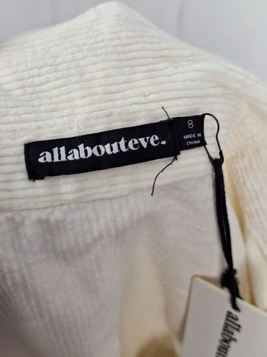 Second-Hand - All About Eve Milk Corduroy Button Up Mini Dress Size 8 - SwapUp
