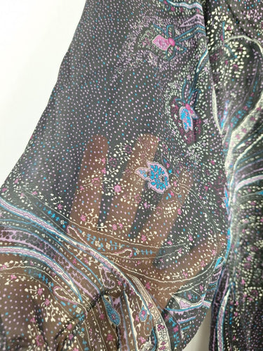 Second-Hand - Monsoon Pure Silk Dazzling Night Flower Tunic Blouse Size 8 - SwapUp