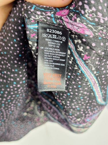 Second-Hand - Monsoon Pure Silk Dazzling Night Flower Tunic Blouse Size 8 - SwapUp