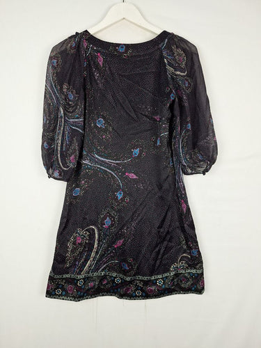 Second-Hand - Monsoon Pure Silk Dazzling Night Flower Tunic Blouse Size 8 - SwapUp