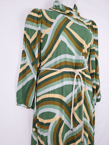 Second-Hand - Frank & Dollys Shades of Green Mock Neck Maxi Dress Size S - SwapUp