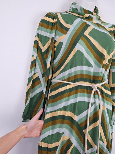 Second-Hand - Frank & Dollys Shades of Green Mock Neck Maxi Dress Size S - SwapUp