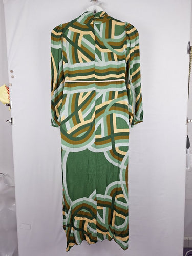 Second-Hand - Frank & Dollys Shades of Green Mock Neck Maxi Dress Size S - SwapUp
