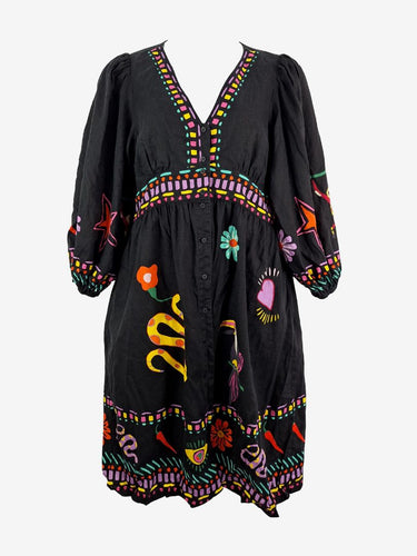 Gorman V Neck Linen Button Up Midi Dress Size 14