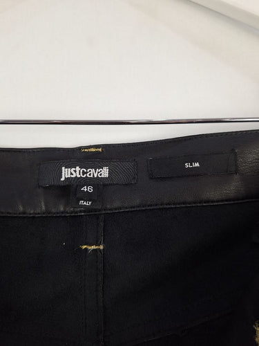 Second-Hand - Just Cavalli Slim Faux Leather Contrast Stitch Pants Size 14 - SwapUp
