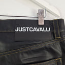 Second-Hand - Just Cavalli Slim Faux Leather Contrast Stitch Pants Size 14 - SwapUp