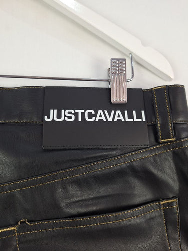 Second-Hand - Just Cavalli Slim Faux Leather Contrast Stitch Pants Size 14 - SwapUp