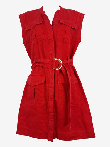 Witchery Engine Red Belted Linen Mini Dress Size 10