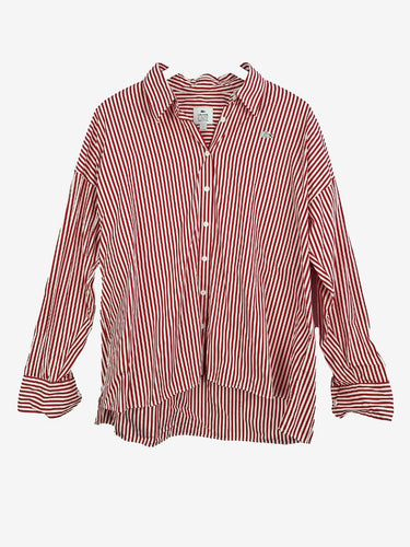 Lacoste Cherry Red Stripe Boxy Shirt Size 12