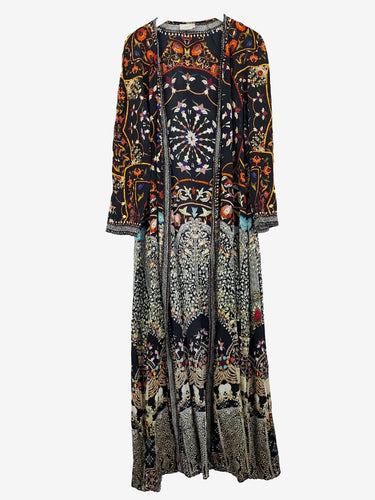 Camilla Sequined Dark Floral Silk Kimono One Size
