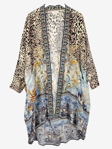 Camilla Ocean Treasure Cheetah Print Short Kimono One Size