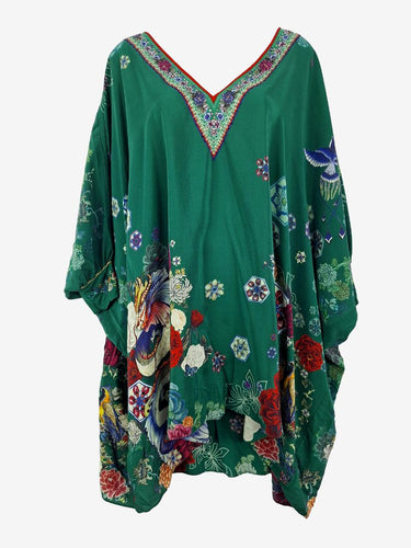 Camilla Natural Green Flowering Poenies Flowy Dress One Size