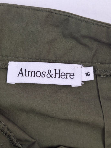 Second-Hand - Atmos & Here Khaki Tiered Swing Skirt Size 16 - SwapUp