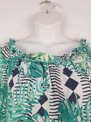 Second-Hand - Solito Tropical Cotton Off The Shoulder Mini Dress Size M - SwapUp