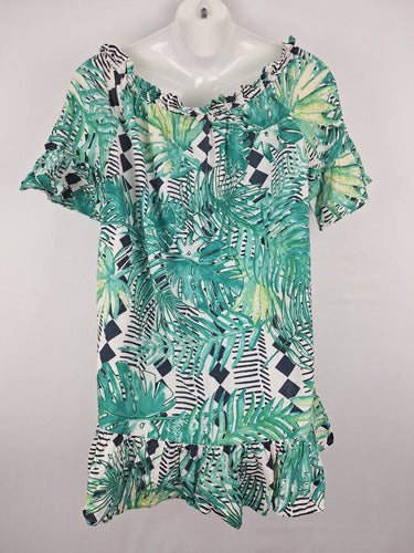 Second-Hand - Solito Tropical Cotton Off The Shoulder Mini Dress Size M - SwapUp