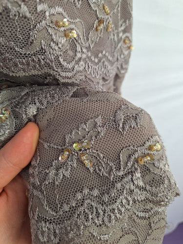 Second-Hand - Grace Hill Taupe Luxe Lace Midi Dress Size 10 - SwapUp