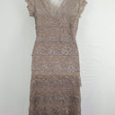 Second-Hand - Grace Hill Taupe Luxe Lace Midi Dress Size 10 - SwapUp