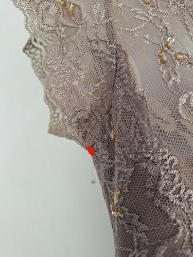 Second-Hand - Grace Hill Taupe Luxe Lace Midi Dress Size 10 - SwapUp