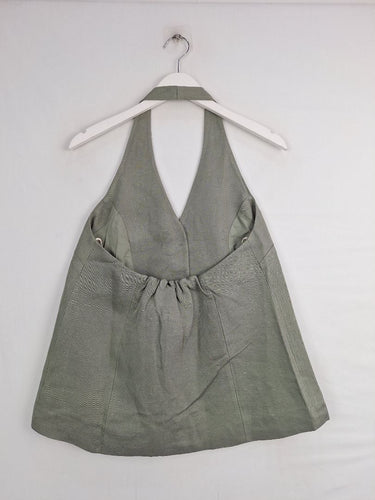 Second-Hand - Unison Sage Stone Halter Neck Button Top Size 12 - SwapUp