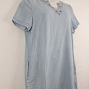 Second-Hand - Blue Illusion Light Wash Grommet Breezy Mini Dress Size XL - SwapUp