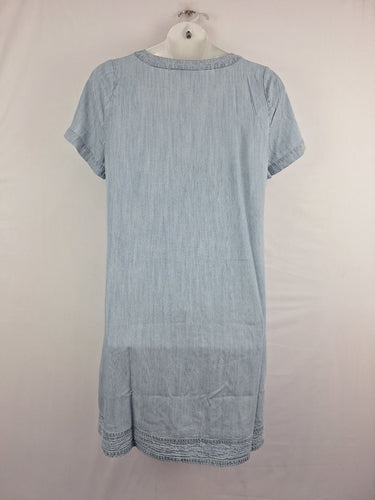 Second-Hand - Blue Illusion Light Wash Grommet Breezy Mini Dress Size XL - SwapUp