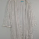 Second-Hand - Blue Illusion Sheer Leafy Beach Kimono Size M - SwapUp