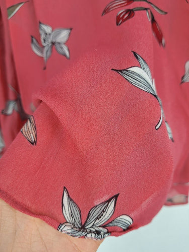 Second-Hand - Country Road Dusty Pink Tulip Printed Blouse Size 6 - SwapUp