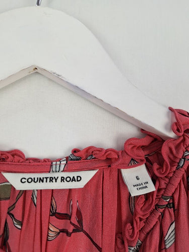 Second-Hand - Country Road Dusty Pink Tulip Printed Blouse Size 6 - SwapUp