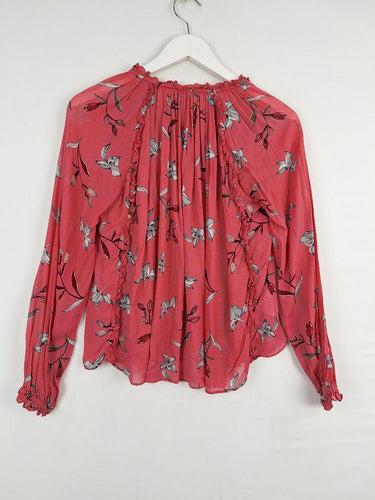 Second-Hand - Country Road Dusty Pink Tulip Printed Blouse Size 6 - SwapUp