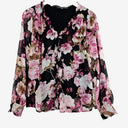 Second-Hand - Liz Jordan Seer Floral Blouse with Ruffled Neck Line Size 8 - SwapUp