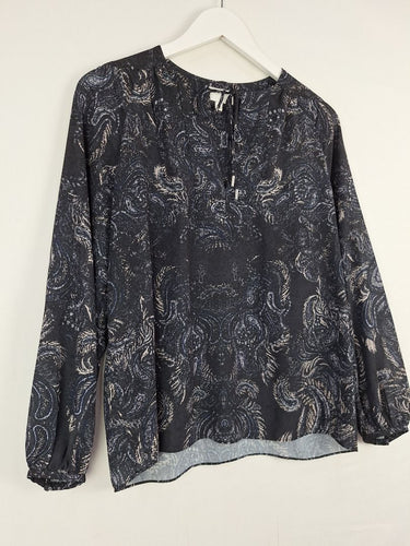 Second-Hand - Witchery Faded Paisley Tie Neck Blouse Size 6 - SwapUp