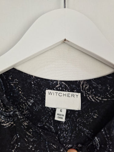 Second-Hand - Witchery Faded Paisley Tie Neck Blouse Size 6 - SwapUp