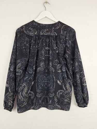 Second-Hand - Witchery Faded Paisley Tie Neck Blouse Size 6 - SwapUp