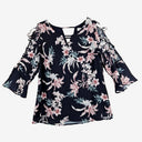 Second-Hand - Floral Print Blouse With Laced Sleeves Size - SwapUp
