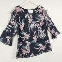 Second-Hand - Floral Print Blouse With Laced Sleeves Size - SwapUp
