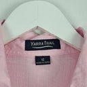 Second-Hand - Yarra Trail Sherbet Pink Boxy Linen Shirt Size 12 - SwapUp