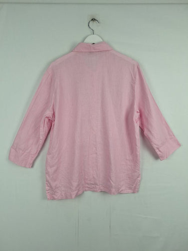 Second-Hand - Yarra Trail Sherbet Pink Boxy Linen Shirt Size 12 - SwapUp
