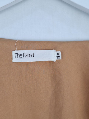 Second-Hand - The Fated Caramel Leafy Puff Sleeve Wrap Top Size 10 - SwapUp