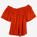 Second-Hand - Witchery Blood Orange Off Shoulder Top Size 6 - SwapUp