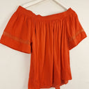 Second-Hand - Witchery Blood Orange Off Shoulder Top Size 6 - SwapUp