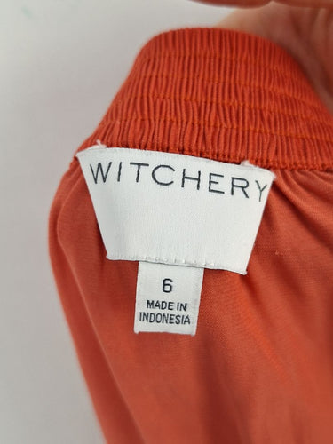 Second-Hand - Witchery Blood Orange Off Shoulder Top Size 6 - SwapUp