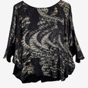Second-Hand - Morrison Grey Graphic Dolman Sleeve Silk Top Size S - SwapUp
