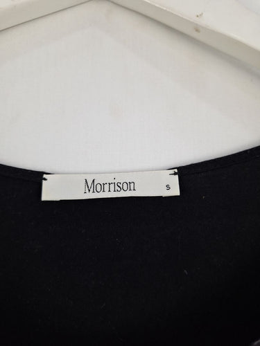 Second-Hand - Morrison Grey Graphic Dolman Sleeve Silk Top Size S - SwapUp